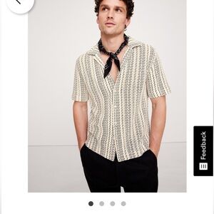 Banana Republic Cream and Black Casual Shirt